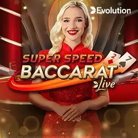Super Speed Baccarat casino game by Evolution – featured logo at Spinarium